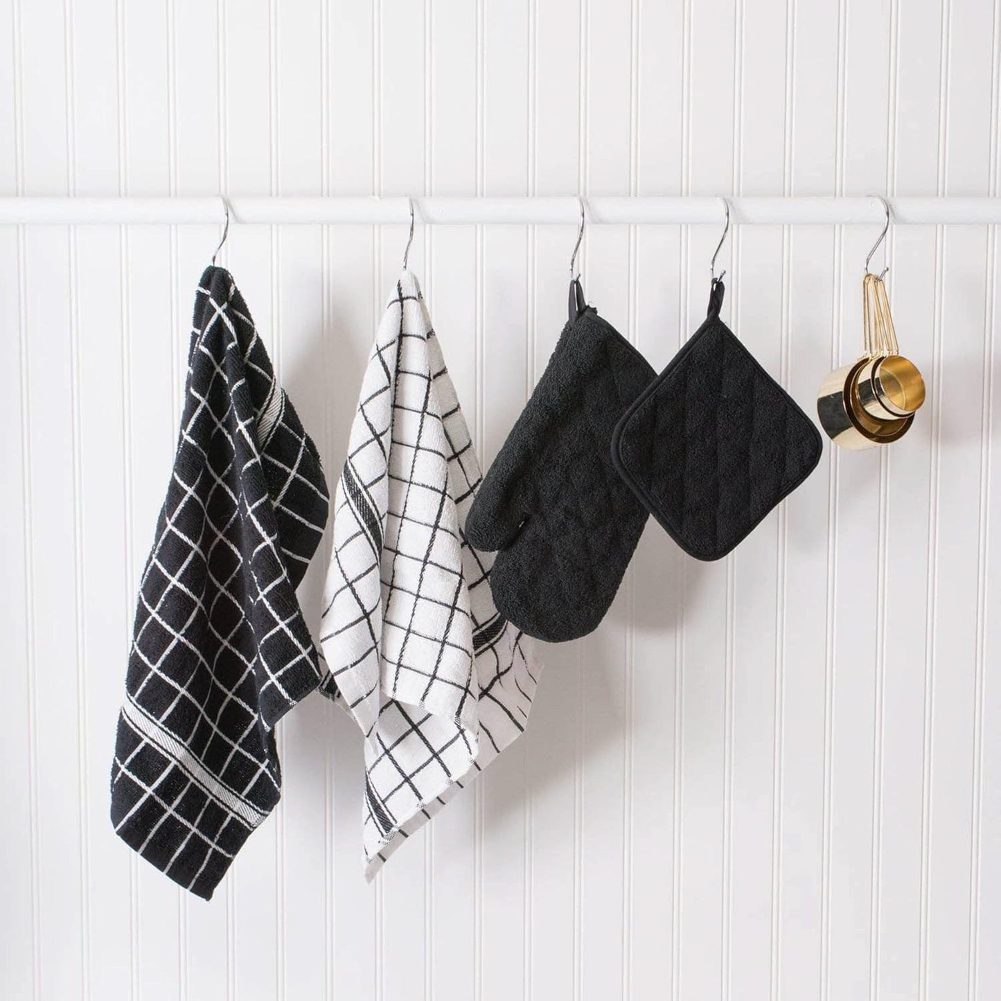Basic Terry Collection Windowpane Dishcloth Set, 12x12, Yellow, 6 Piece