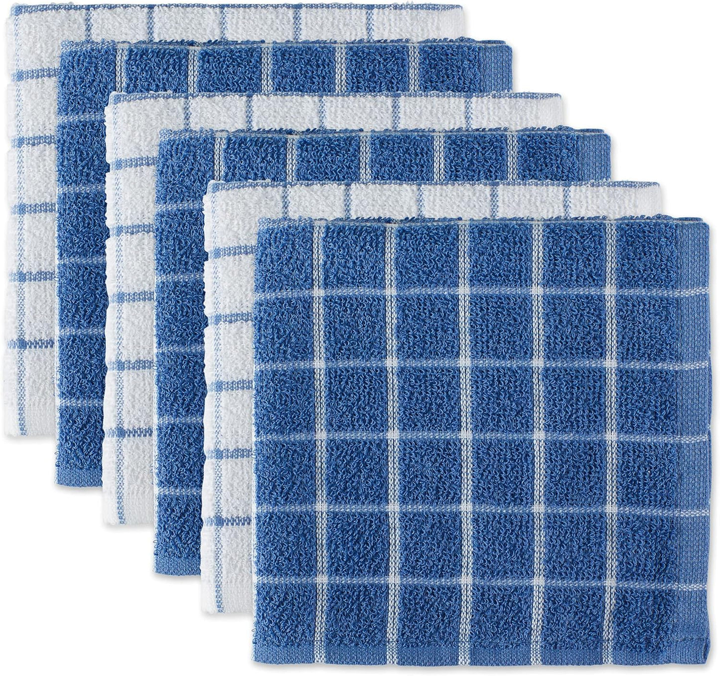 Basic Terry Collection Windowpane Dishcloth Set, 12x12, Yellow, 6 Piece