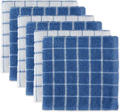 Basic Terry Collection Windowpane Dishcloth Set, 12x12, Yellow, 6 Piece