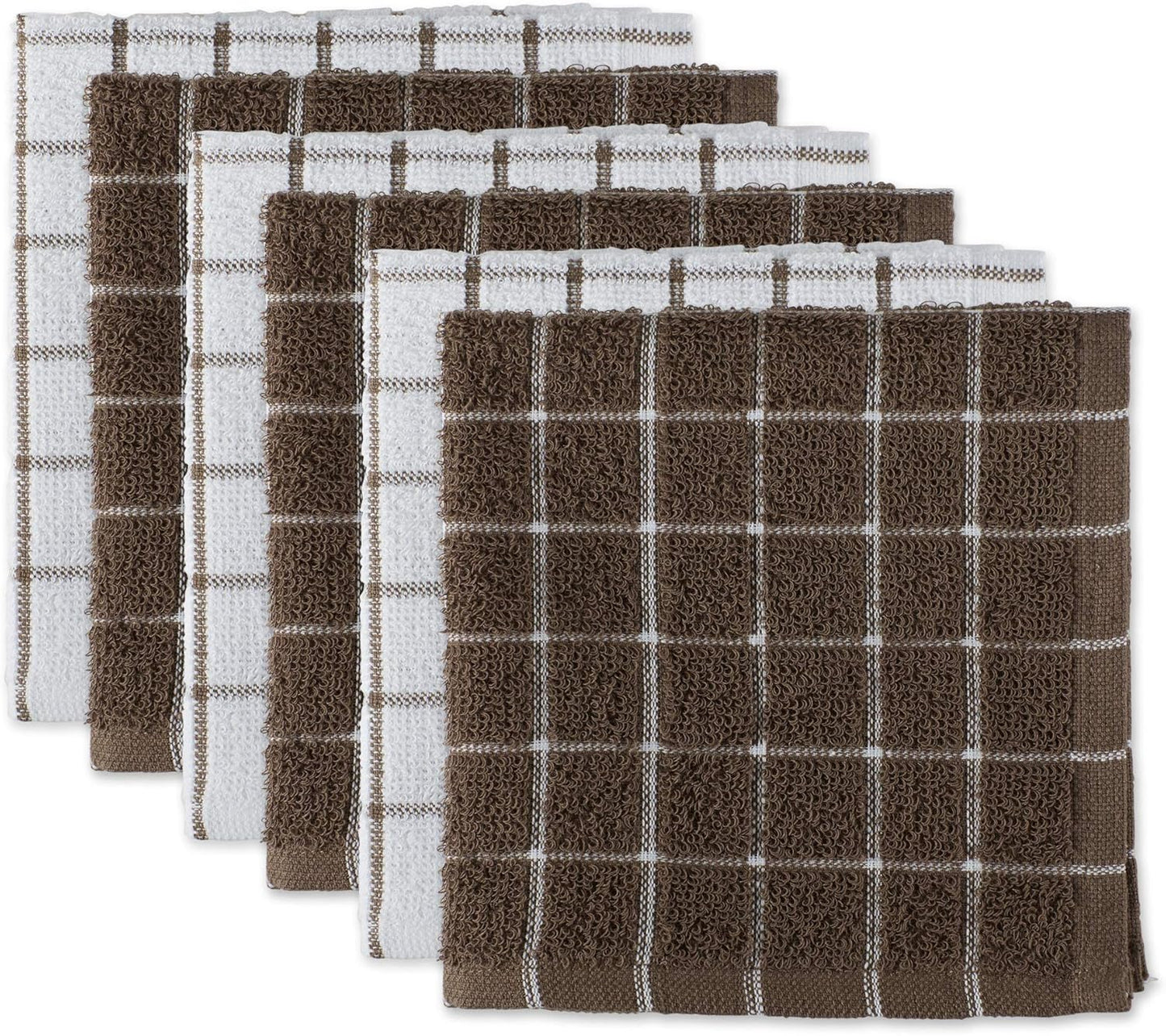 Basic Terry Collection Windowpane Dishcloth Set, 12x12, Yellow, 6 Piece