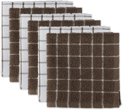 Basic Terry Collection Windowpane Dishcloth Set, 12x12, Yellow, 6 Piece