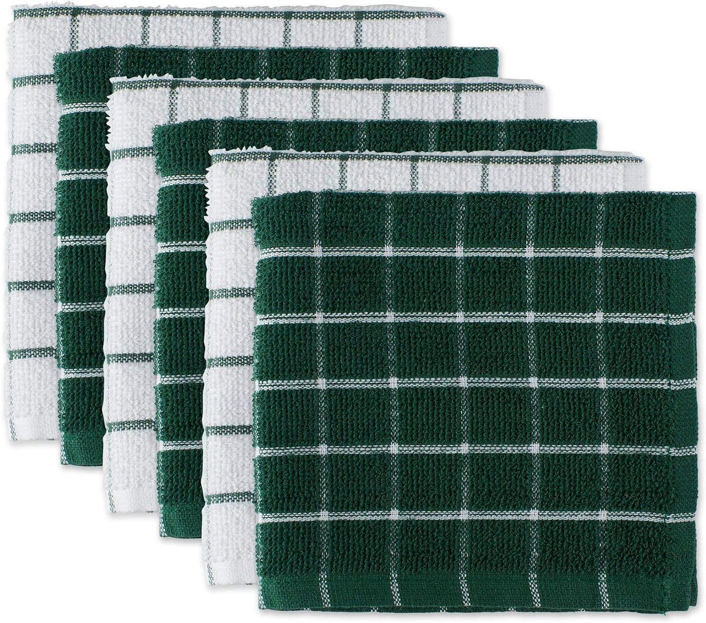 Basic Terry Collection Windowpane Dishcloth Set, 12x12, Yellow, 6 Piece