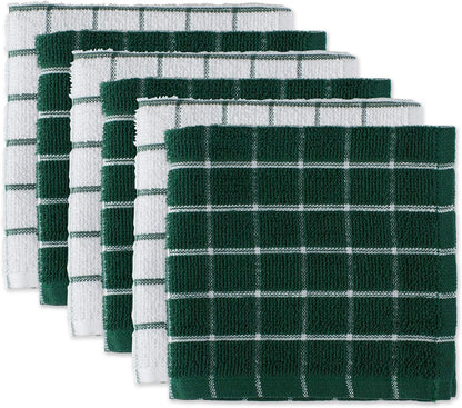 Basic Terry Collection Windowpane Dishcloth Set, 12x12, Yellow, 6 Piece