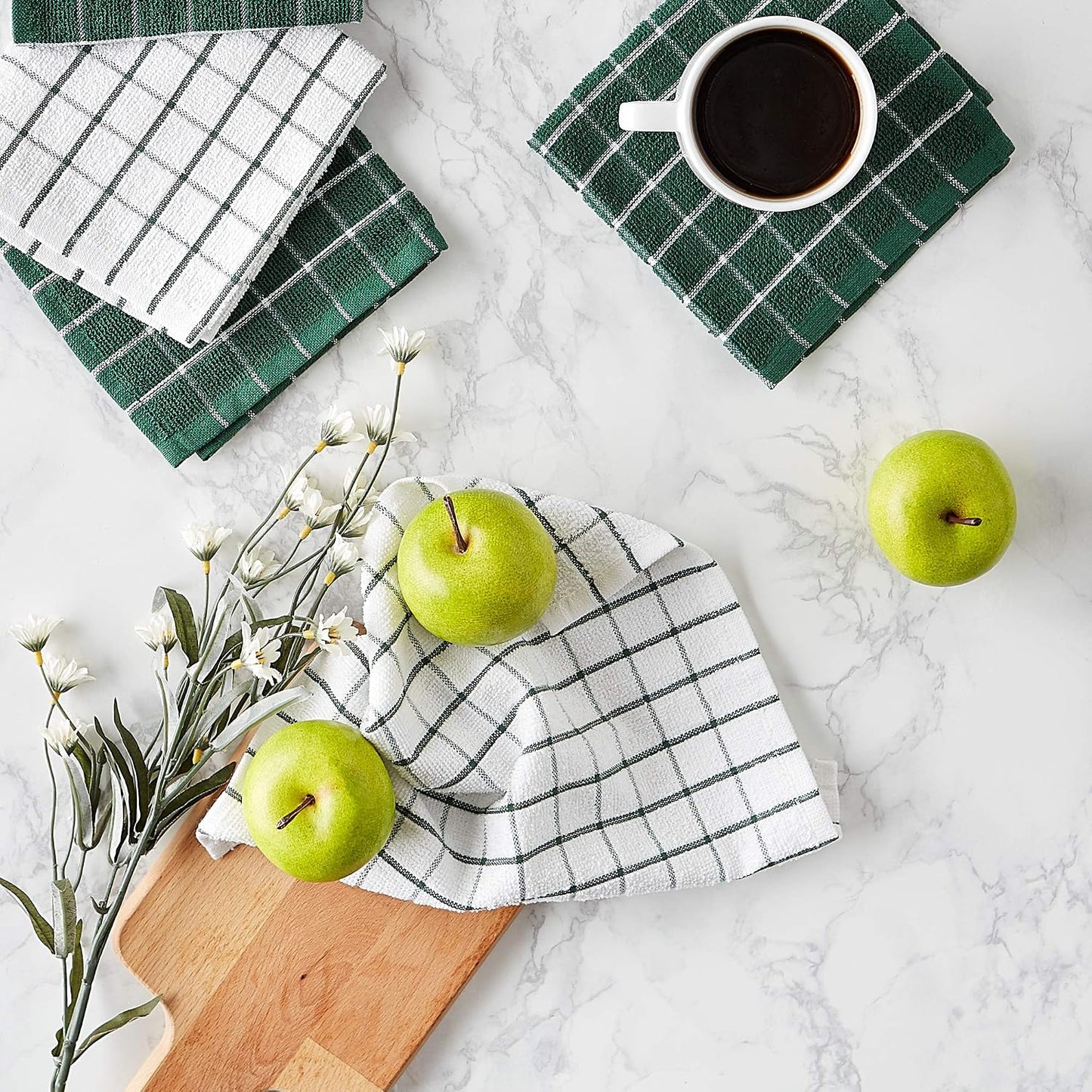 Basic Terry Collection Windowpane Dishcloth Set, 12x12, Yellow, 6 Piece
