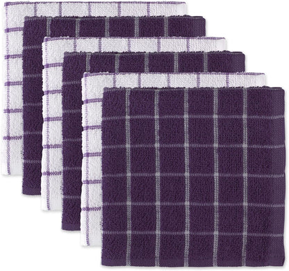 Basic Terry Collection Windowpane Dishcloth Set, 12x12, Yellow, 6 Piece