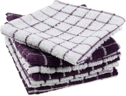 Basic Terry Collection Windowpane Dishcloth Set, 12x12, Yellow, 6 Piece