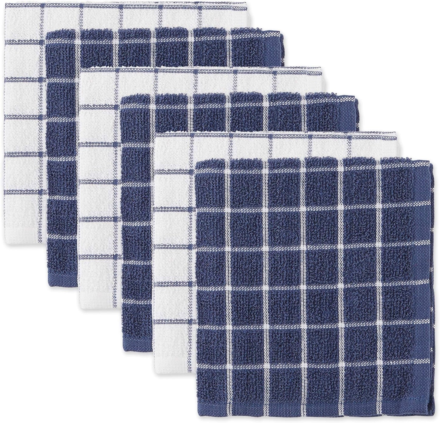 Basic Terry Collection Windowpane Dishcloth Set, 12x12, Yellow, 6 Piece