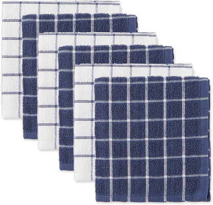 Basic Terry Collection Windowpane Dishcloth Set, 12x12, Yellow, 6 Piece