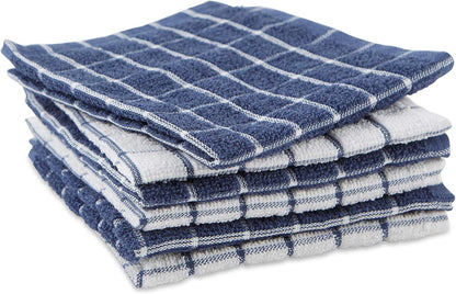 Basic Terry Collection Windowpane Dishcloth Set, 12x12, Yellow, 6 Piece