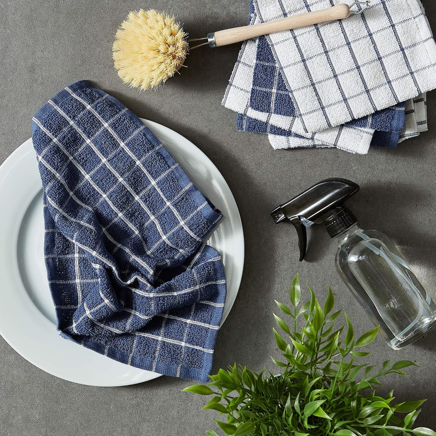 Basic Terry Collection Windowpane Dishcloth Set, 12x12, Yellow, 6 Piece