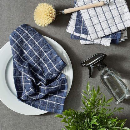 Basic Terry Collection Windowpane Dishcloth Set, 12x12, Yellow, 6 Piece
