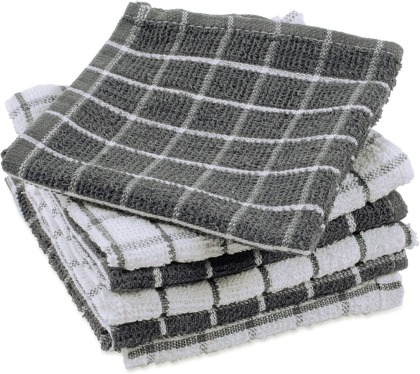 Basic Terry Collection Windowpane Dishcloth Set, 12x12, Yellow, 6 Piece