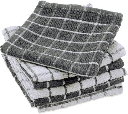 Basic Terry Collection Windowpane Dishcloth Set, 12x12, Yellow, 6 Piece