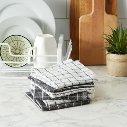 Basic Terry Collection Windowpane Dishcloth Set, 12x12, Yellow, 6 Piece