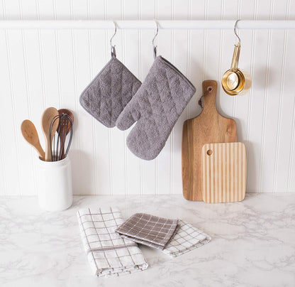 Basic Terry Collection Windowpane Dishcloth Set, 12x12, Yellow, 6 Piece
