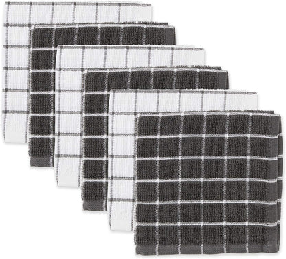 Basic Terry Collection Windowpane Dishcloth Set, 12x12, Yellow, 6 Piece