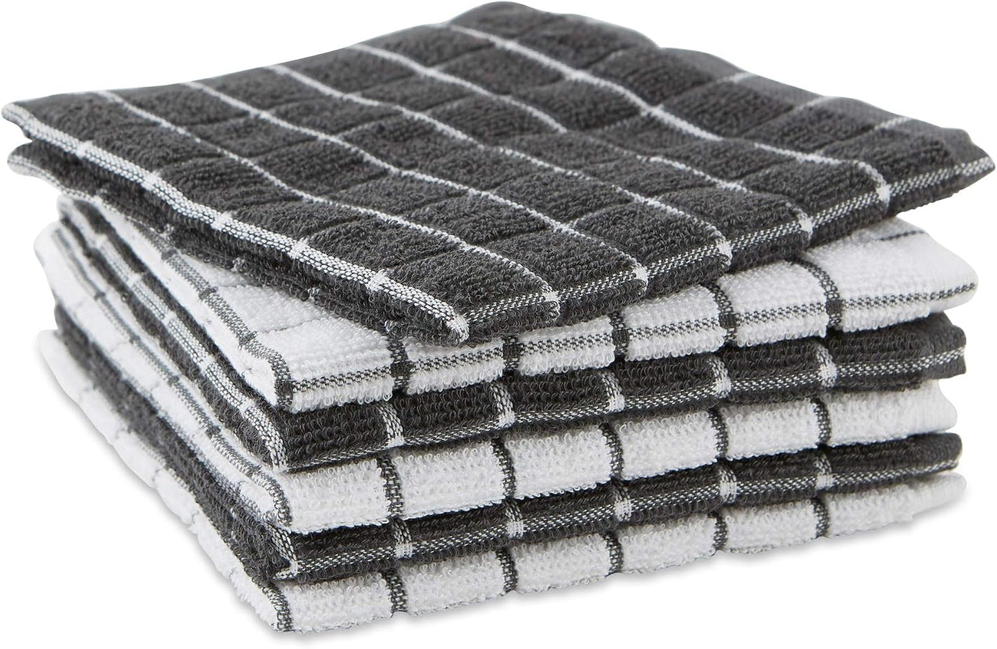 Basic Terry Collection Windowpane Dishcloth Set, 12x12, Yellow, 6 Piece