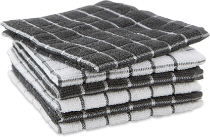 Basic Terry Collection Windowpane Dishcloth Set, 12x12, Yellow, 6 Piece
