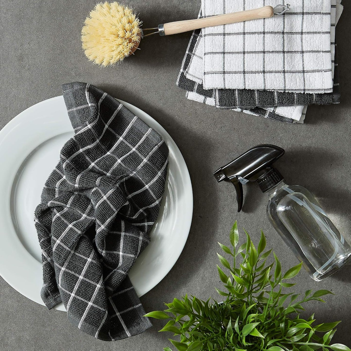 Basic Terry Collection Windowpane Dishcloth Set, 12x12, Yellow, 6 Piece
