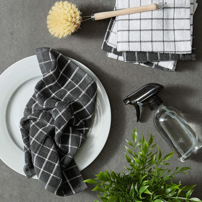Basic Terry Collection Windowpane Dishcloth Set, 12x12, Yellow, 6 Piece