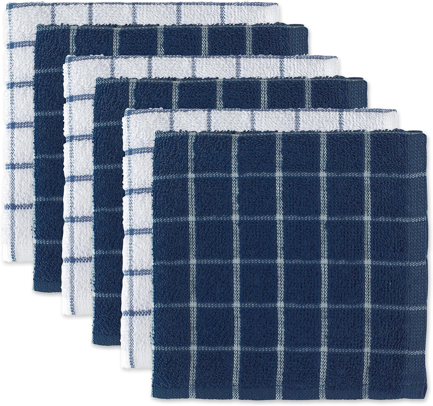 Basic Terry Collection Windowpane Dishcloth Set, 12x12, Yellow, 6 Piece