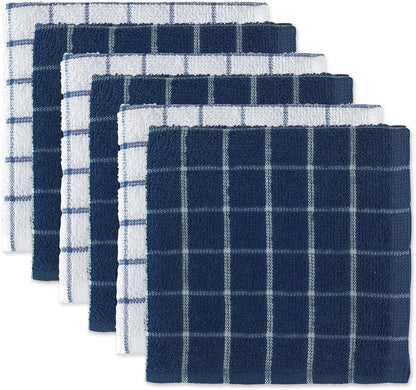 Basic Terry Collection Windowpane Dishcloth Set, 12x12, Yellow, 6 Piece