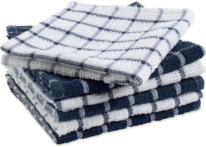 Basic Terry Collection Windowpane Dishcloth Set, 12x12, Yellow, 6 Piece