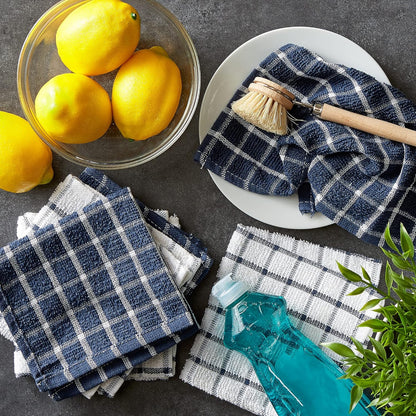 Basic Terry Collection Windowpane Dishcloth Set, 12x12, Yellow, 6 Piece