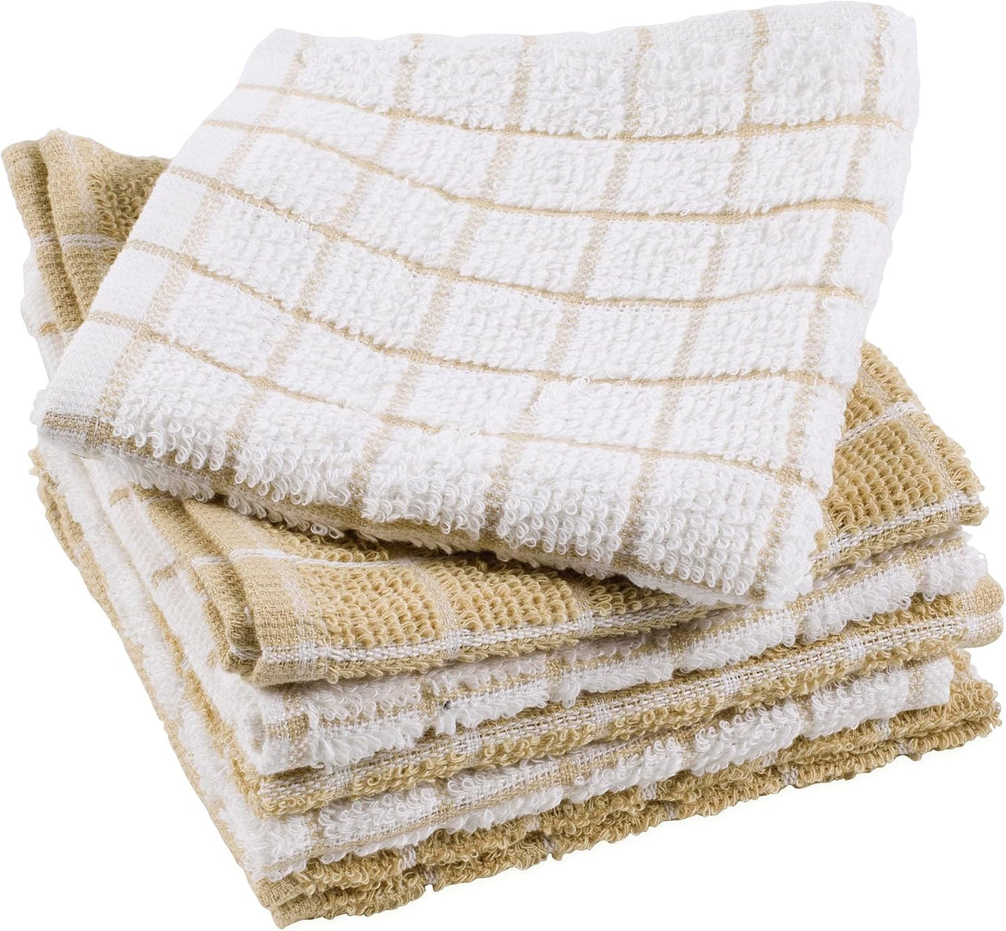 Basic Terry Collection Windowpane Dishcloth Set, 12x12, Yellow, 6 Piece