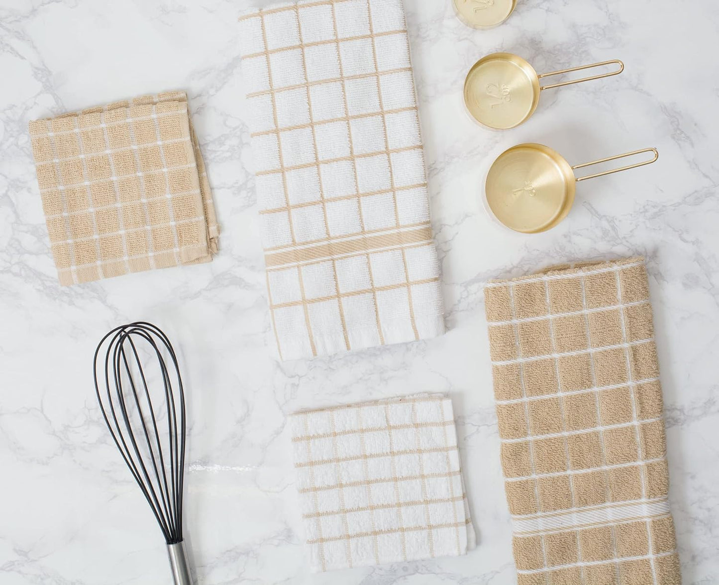 Basic Terry Collection Windowpane Dishcloth Set, 12x12, Yellow, 6 Piece