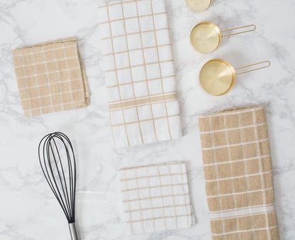 Basic Terry Collection Windowpane Dishcloth Set, 12x12, Yellow, 6 Piece