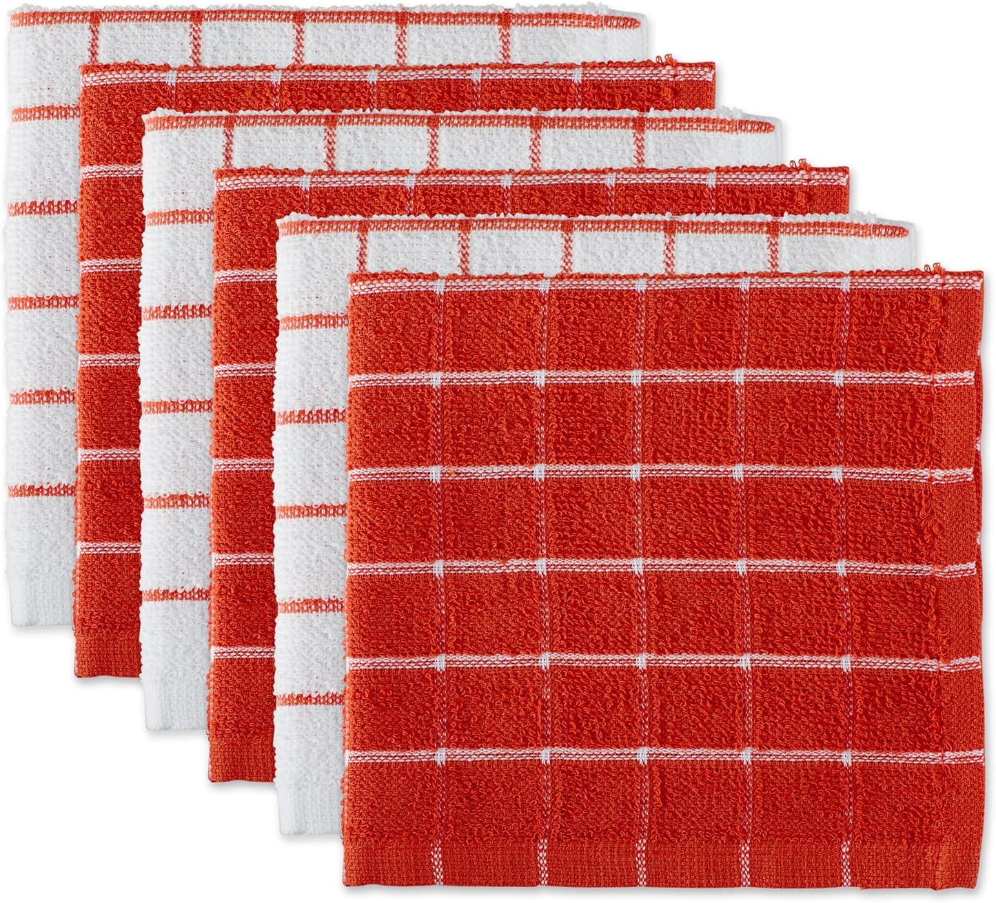 Basic Terry Collection Windowpane Dishcloth Set, 12x12, Yellow, 6 Piece