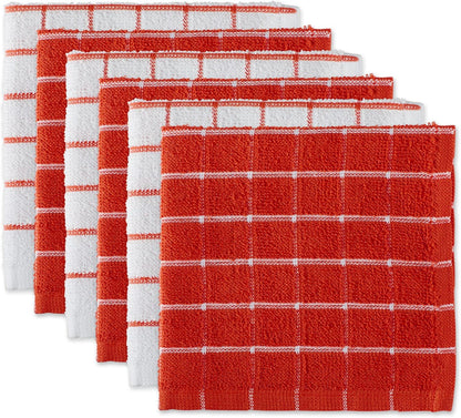 Basic Terry Collection Windowpane Dishcloth Set, 12x12, Yellow, 6 Piece