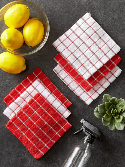 Basic Terry Collection Windowpane Dishcloth Set, 12x12, Yellow, 6 Piece