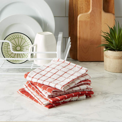 Basic Terry Collection Windowpane Dishcloth Set, 12x12, Yellow, 6 Piece