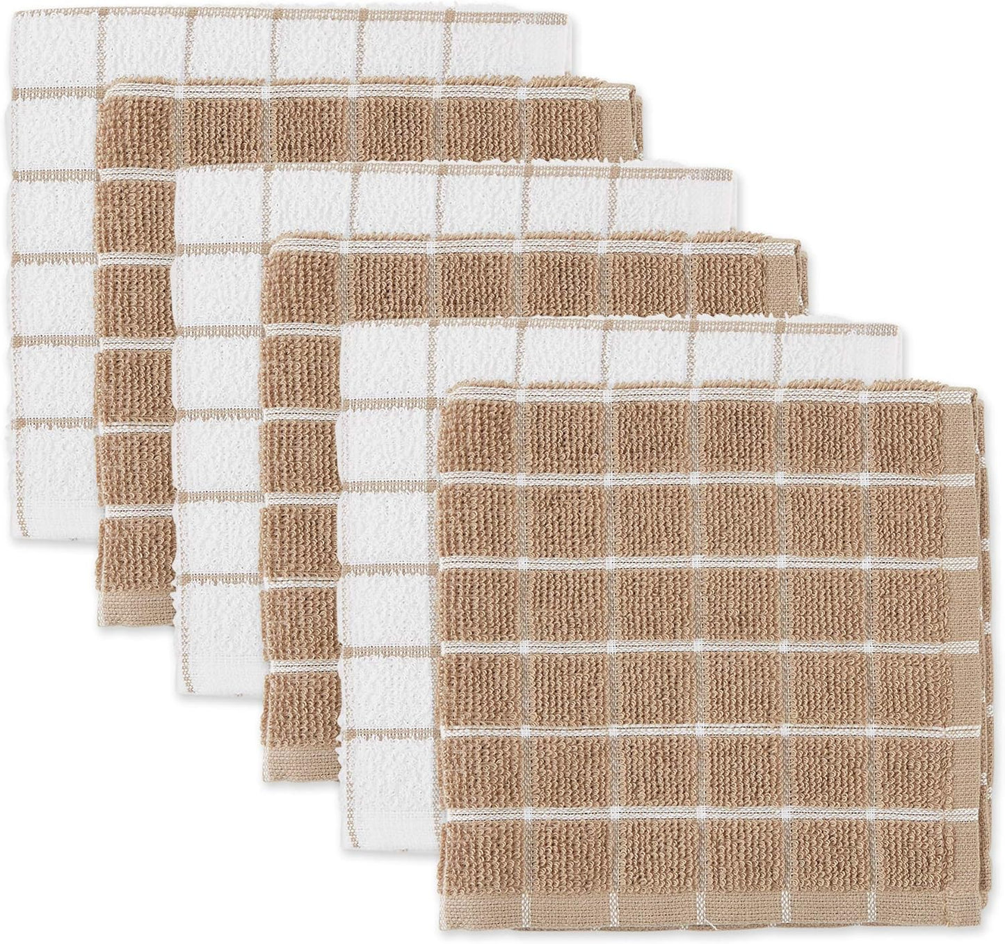 Basic Terry Collection Windowpane Dishcloth Set, 12x12, Yellow, 6 Piece