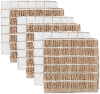 Basic Terry Collection Windowpane Dishcloth Set, 12x12, Yellow, 6 Piece
