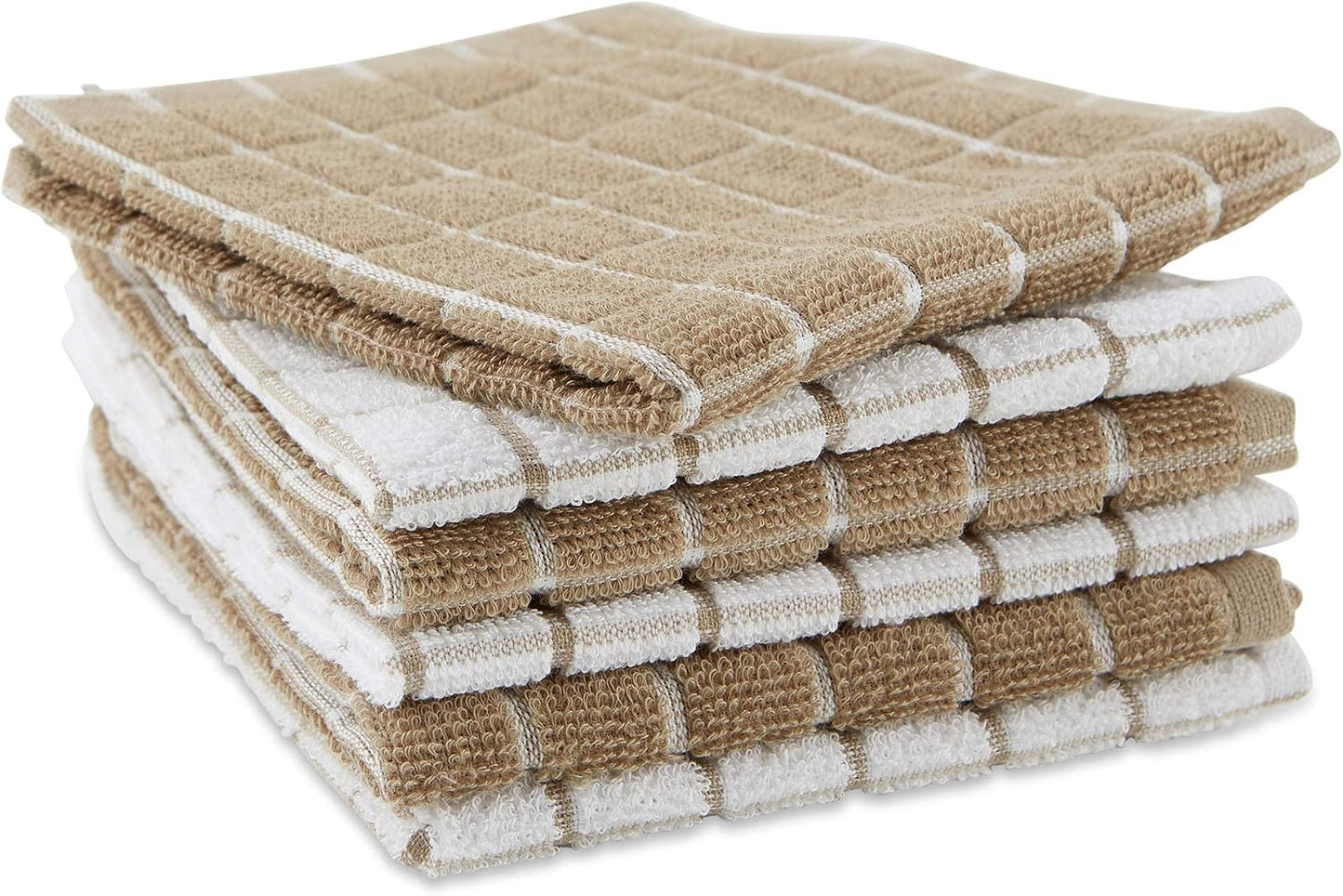 Basic Terry Collection Windowpane Dishcloth Set, 12x12, Yellow, 6 Piece