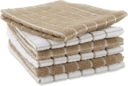Basic Terry Collection Windowpane Dishcloth Set, 12x12, Yellow, 6 Piece