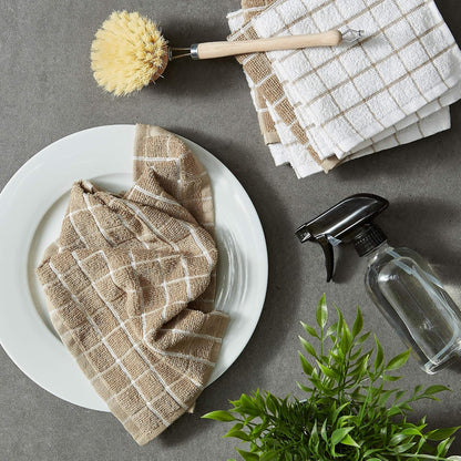 Basic Terry Collection Windowpane Dishcloth Set, 12x12, Yellow, 6 Piece