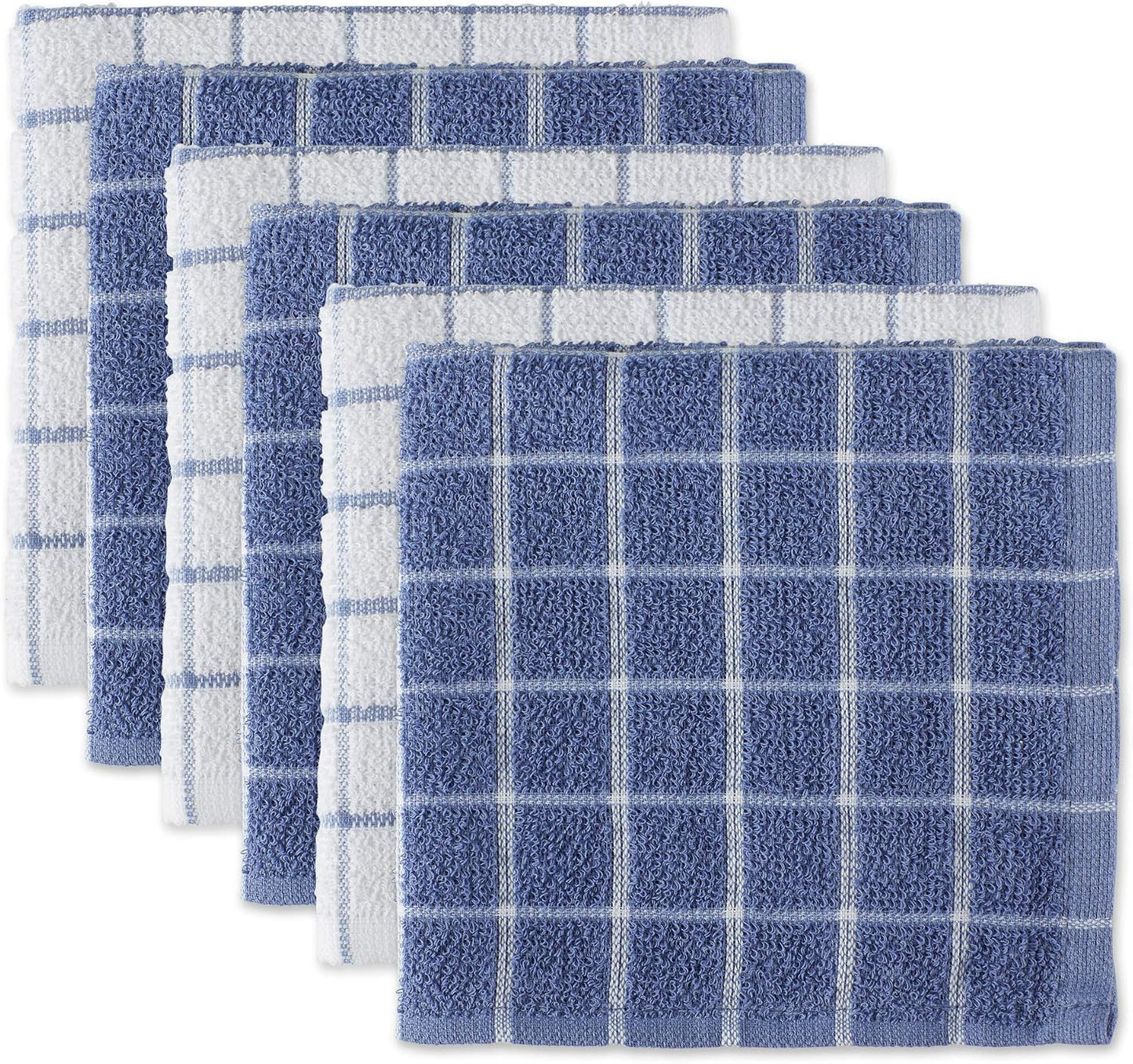 Basic Terry Collection Windowpane Dishcloth Set, 12x12, Yellow, 6 Piece
