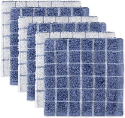 Basic Terry Collection Windowpane Dishcloth Set, 12x12, Yellow, 6 Piece