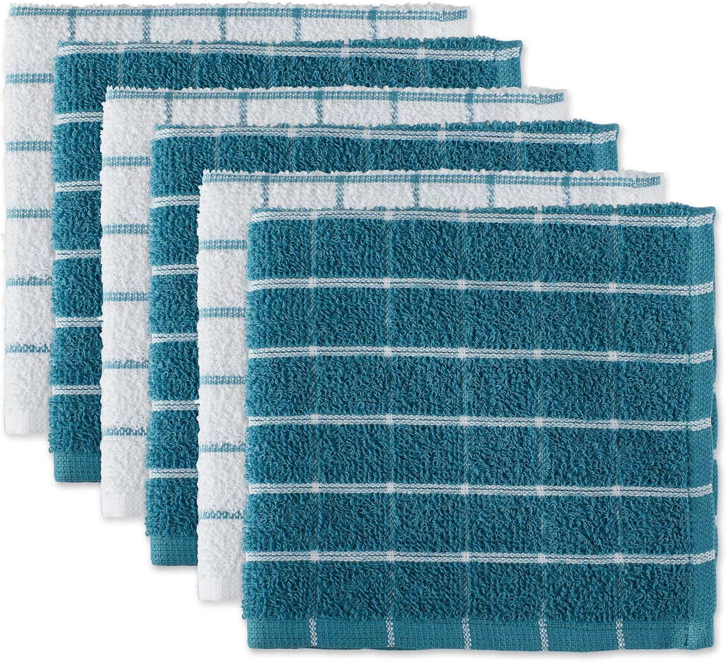 Basic Terry Collection Windowpane Dishcloth Set, 12x12, Yellow, 6 Piece