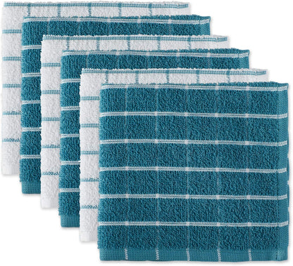 Basic Terry Collection Windowpane Dishcloth Set, 12x12, Yellow, 6 Piece