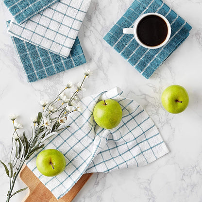 Basic Terry Collection Windowpane Dishcloth Set, 12x12, Yellow, 6 Piece