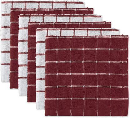 Basic Terry Collection Windowpane Dishcloth Set, 12x12, Yellow, 6 Piece