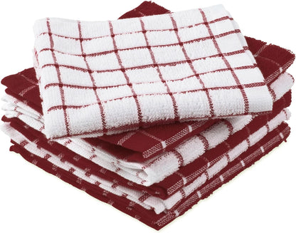 Basic Terry Collection Windowpane Dishcloth Set, 12x12, Yellow, 6 Piece