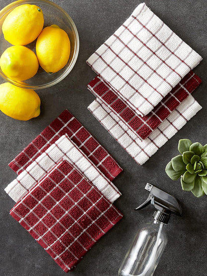 Basic Terry Collection Windowpane Dishcloth Set, 12x12, Yellow, 6 Piece