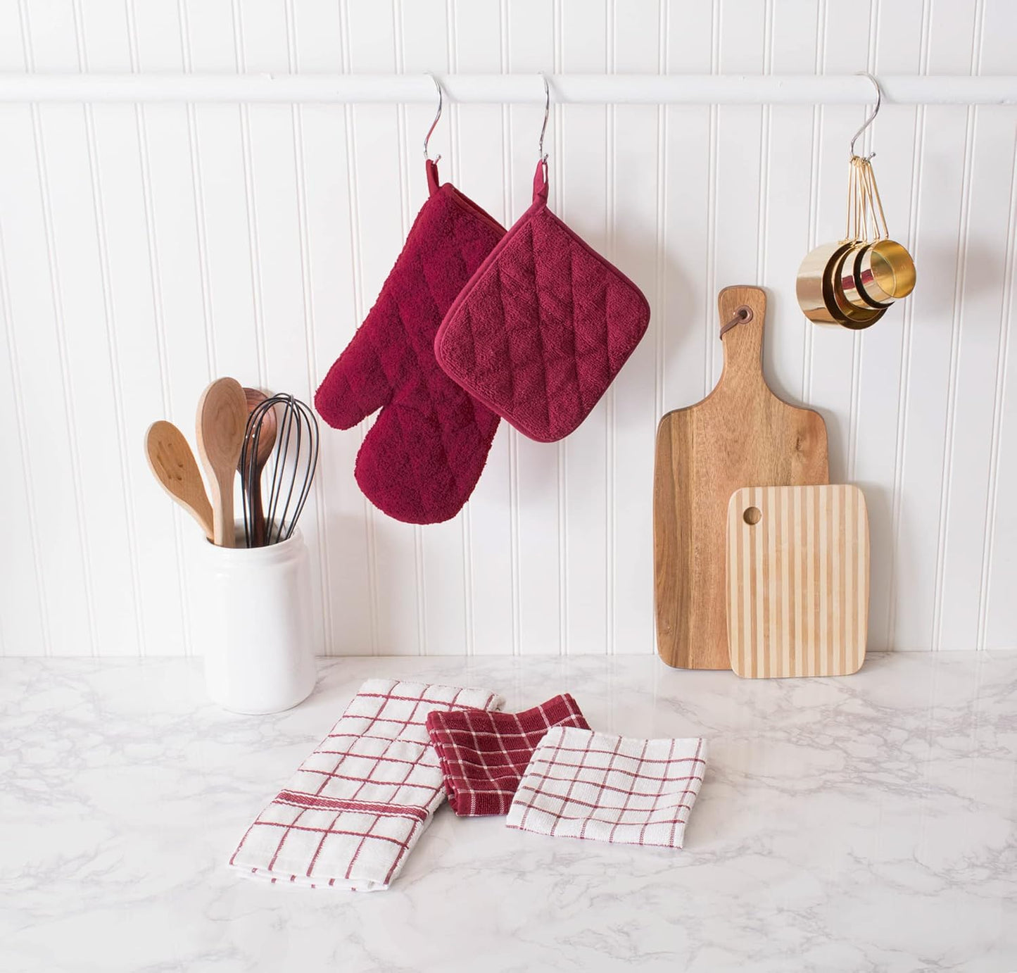 Basic Terry Collection Windowpane Dishcloth Set, 12x12, Yellow, 6 Piece