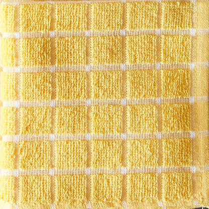 Basic Terry Collection Windowpane Dishcloth Set, 12x12, Yellow, 6 Piece